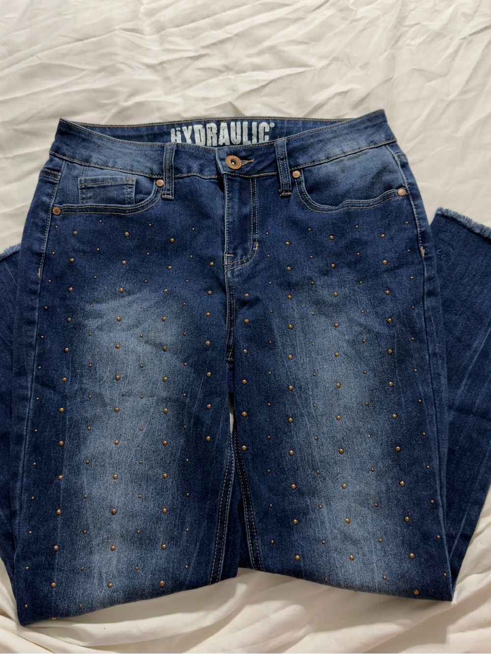 Hydraulic Dark Blue High-Rise Studded Jeans